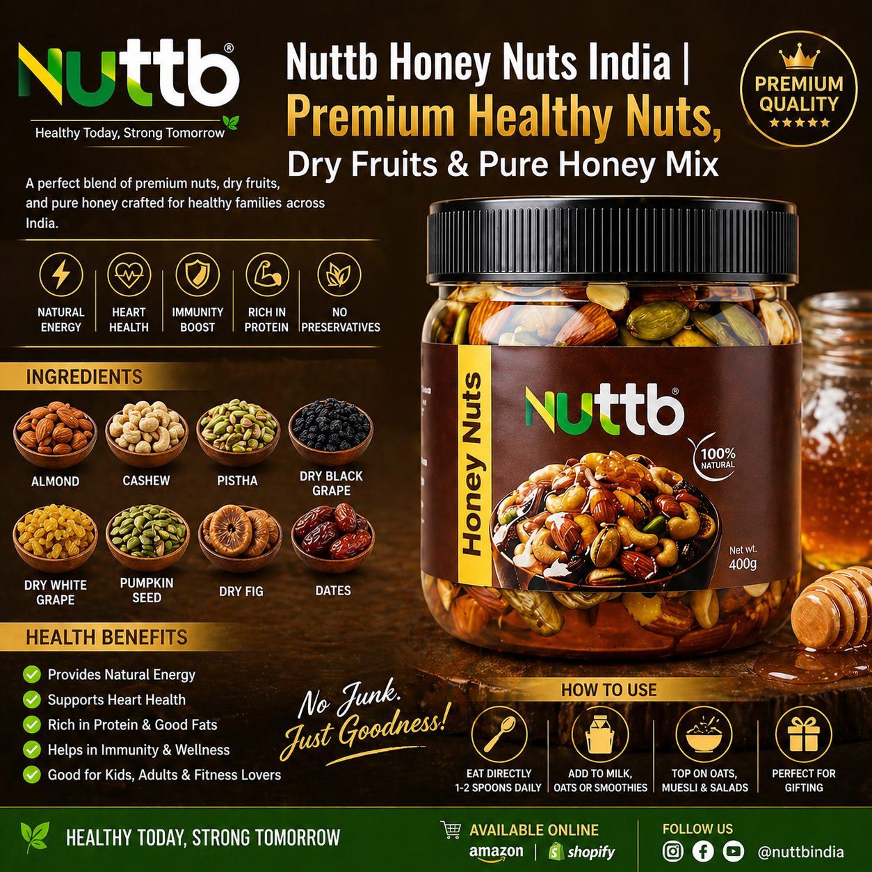 Nuttb Honey Nuts India | Premium Healthy Nuts, Dry Fruits & Pure Honey Mix