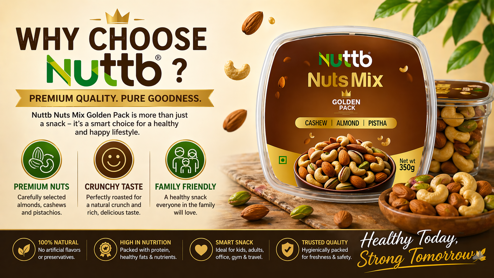 Best Nuts Mix in India – Nuttb Nuts Mix Golden Pack 350g