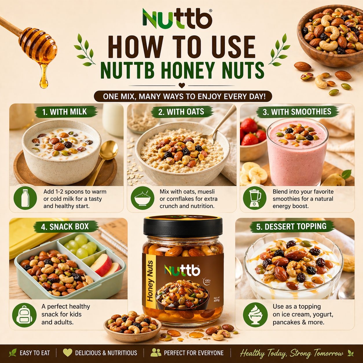 Nuttb Honey Nuts 400 g-Healthy Mixed Dry Fruits And Nuts