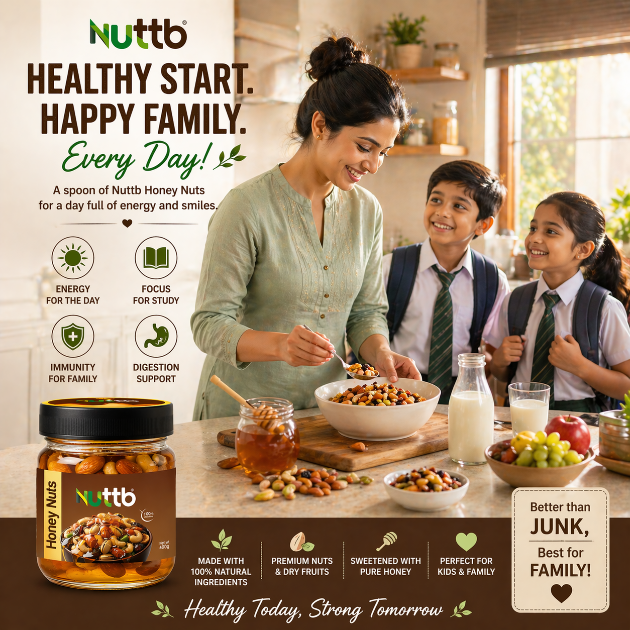 Nuttb Honey Nuts 400 g-Healthy Mixed Dry Fruits And Nuts