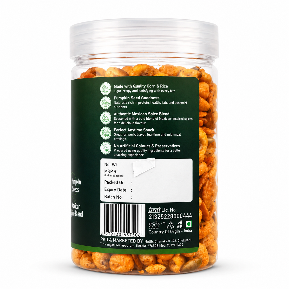 Nuttb Mexican Bites – Corn & Rice Snack with Pumpkin Seeds