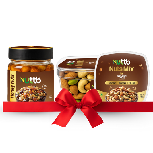 Nuttb Combo Pack – Premium Honey Nuts (400 g) & Golden Dry Nuts Mix (350 g) | Healthy Snack | Natural Protein & Energy Boost