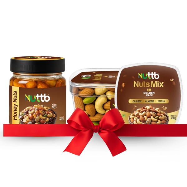 Nuttb Combo Pack – Premium Honey Nuts (400 g) & Golden Dry Nuts Mix (350 g) | Healthy Snack | Natural Protein & Energy Boost