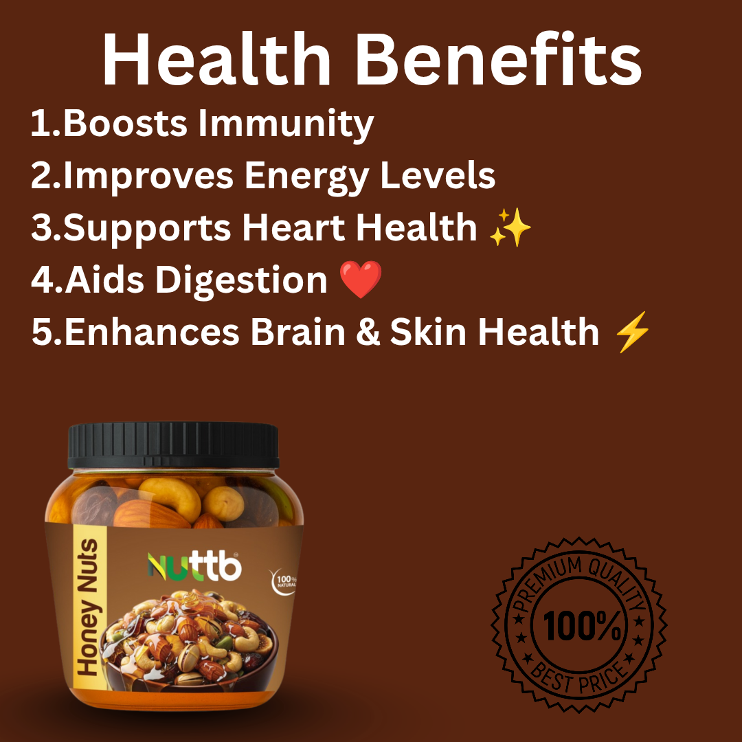 Nuttb Honey Nuts 250g – Premium Cashew Almond Pistachio Mix with Pure Honey